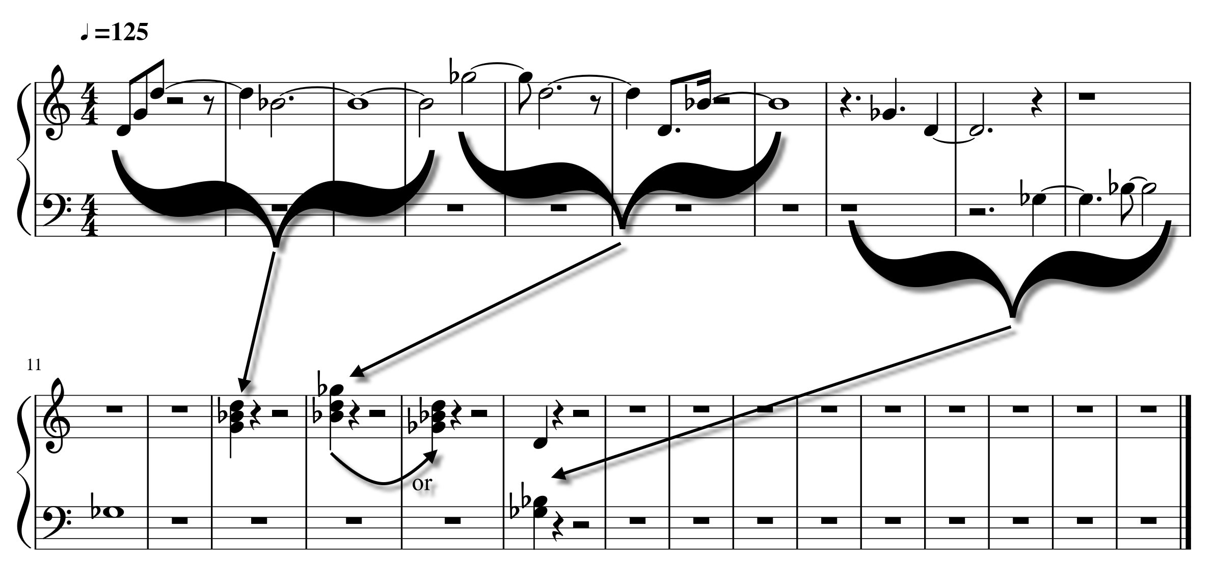 Figure: the lonely trumpet melody, followed by the one by English horn.